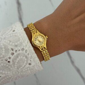 SKU:0492 vintage vibe gold mini watch bracelet + in a gift box Stainless steel